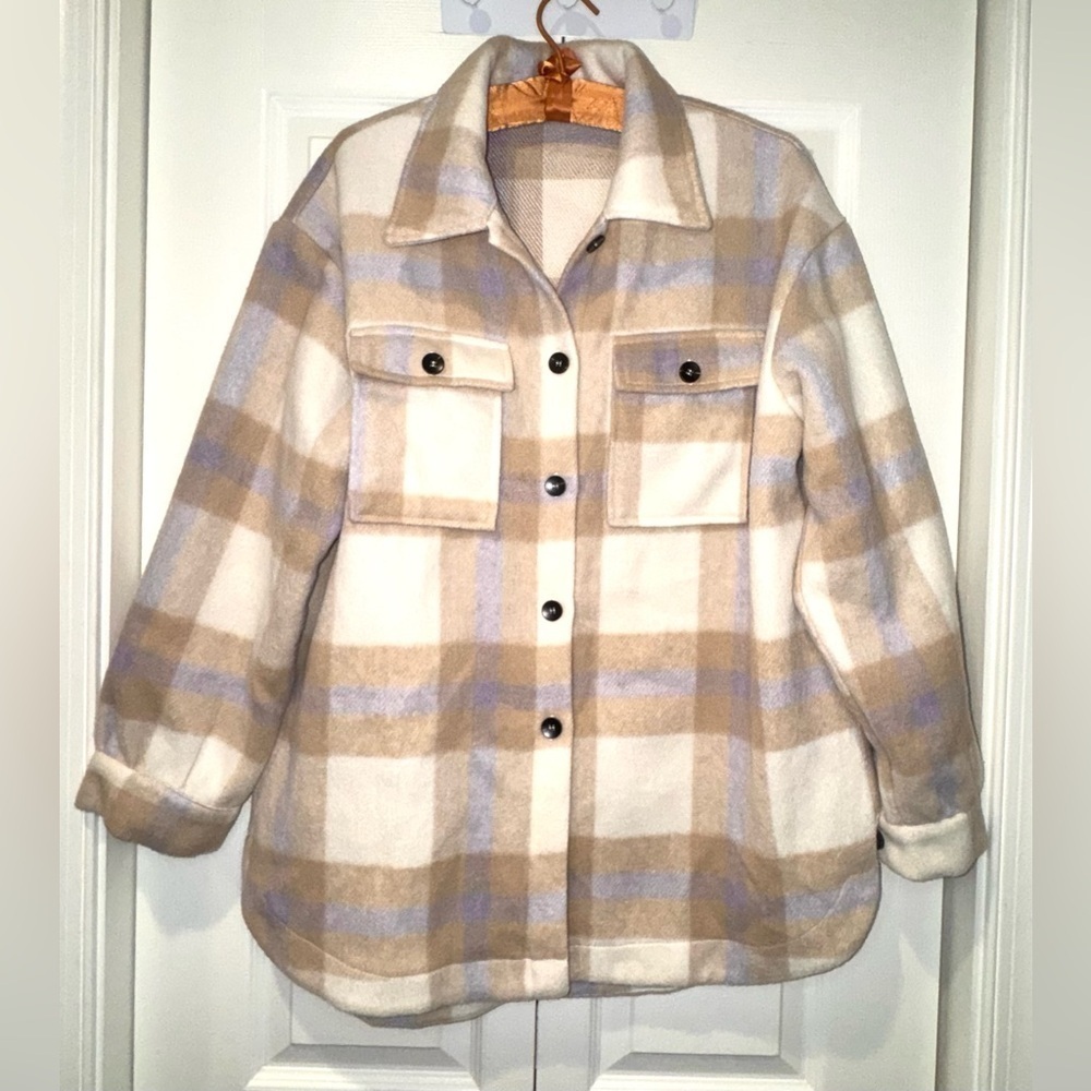 BTFBM Plaid Shacket Jacket – Oversized Button-Down Flannel – Women’s Large